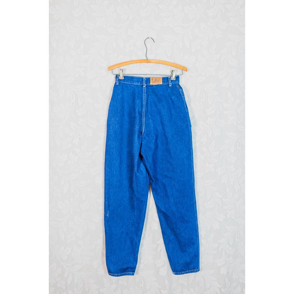 Vintage 80s Lee High Waisted Pleated Mom Jeans, Retro Tapered Leg Denim SZ 9 25" - Picture 6 of 11